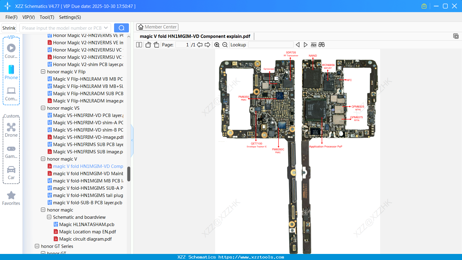 Honor Magic V Fold HN1MGIM-VD Component Explain